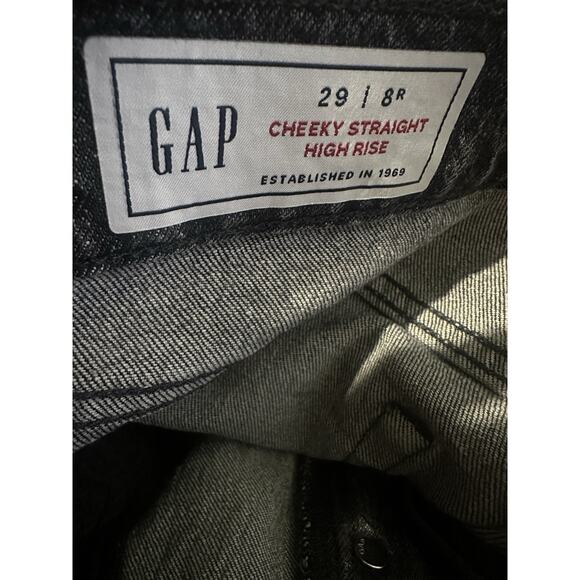 Gap Cheeky Straight High Rise Denim Jeans Button Fly Size 8 29 Washed Black - Picture 8 of 12
